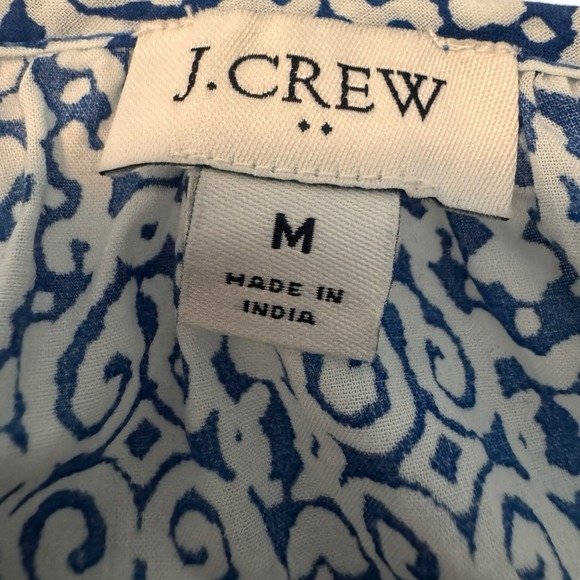 J Crew Blue White Print Tassel Tie Neck Long Sleeve Peasant Blouse Top M - Picture 6 of 11